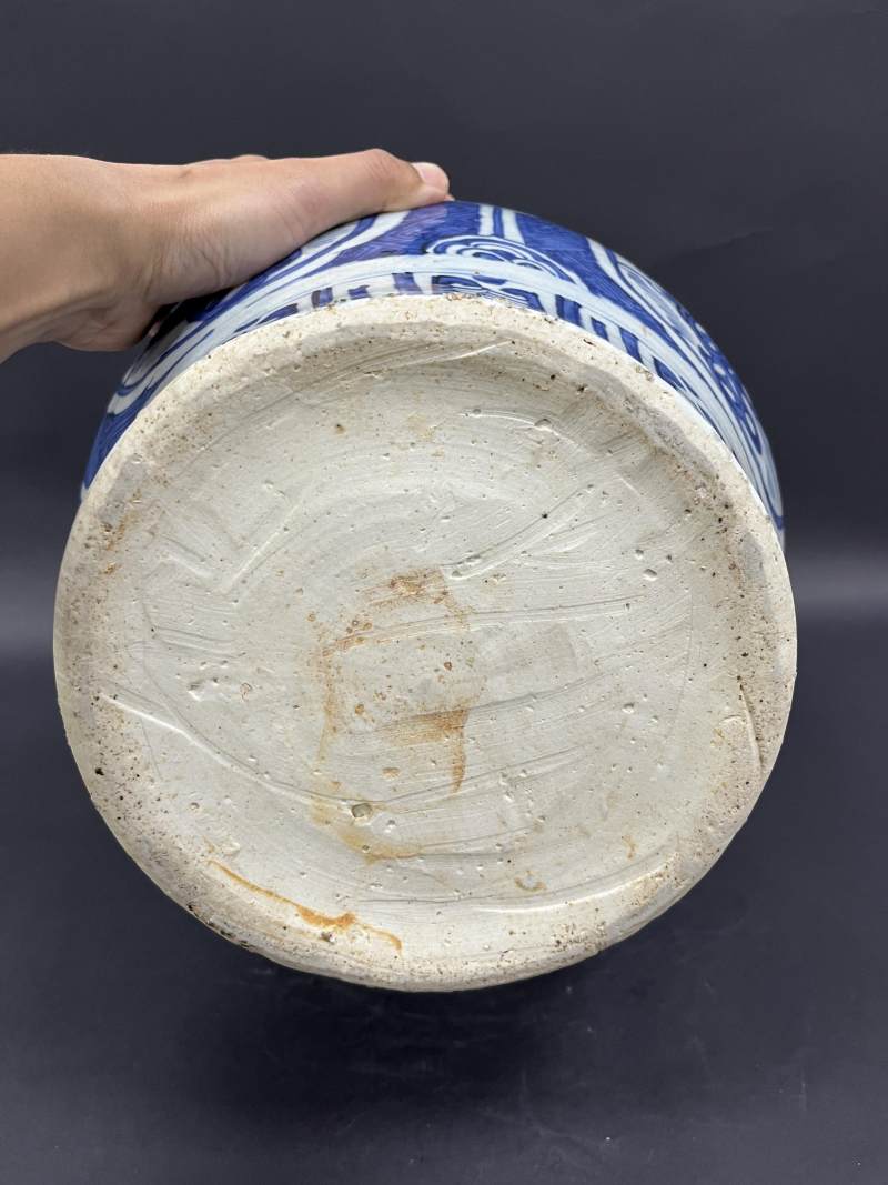 明晚期 青花锦地如意开光花卉纹四系盖罐 - 图10