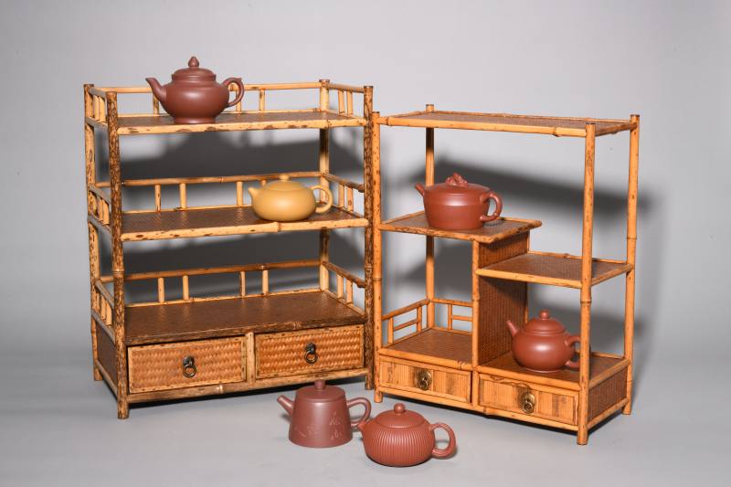 当代 竹茶棚、紫砂壶八件 - 图2