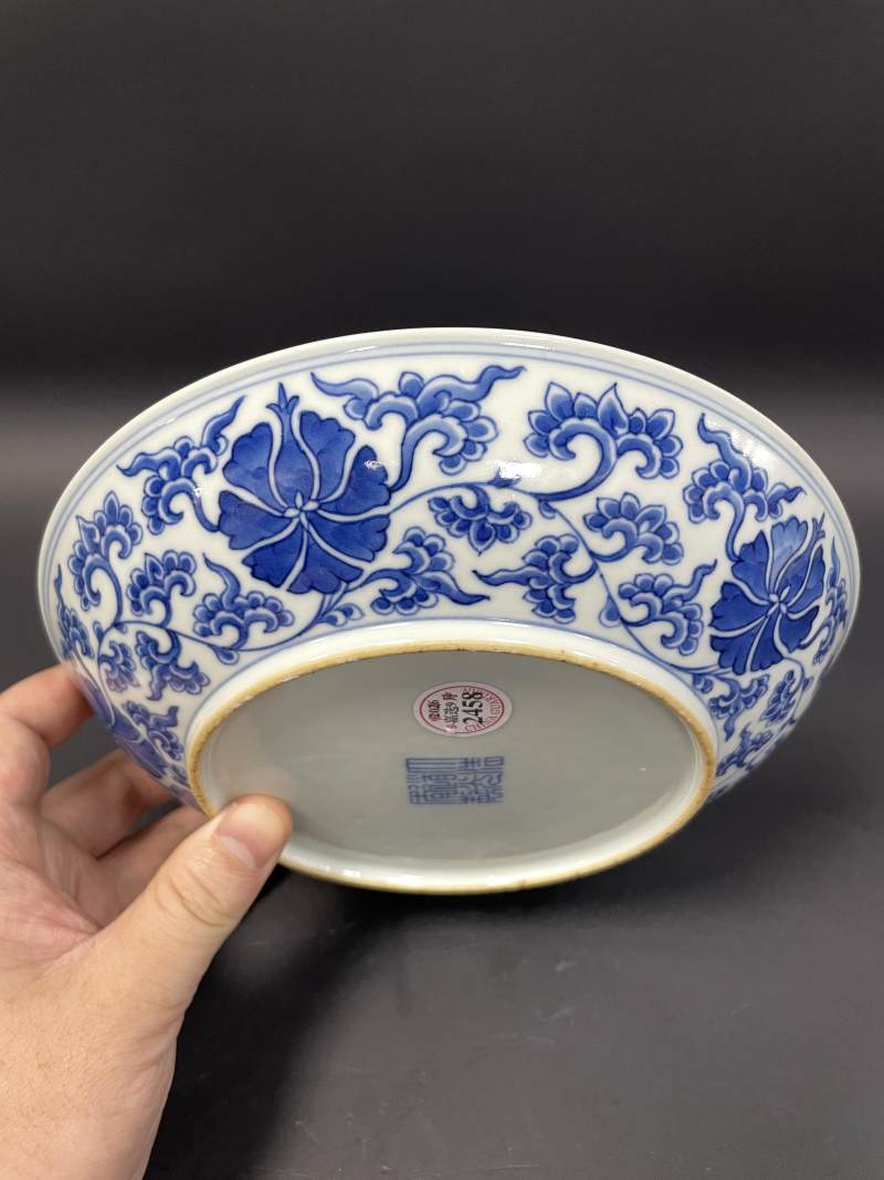 清道光 青花缠枝花卉纹盘 - 图5