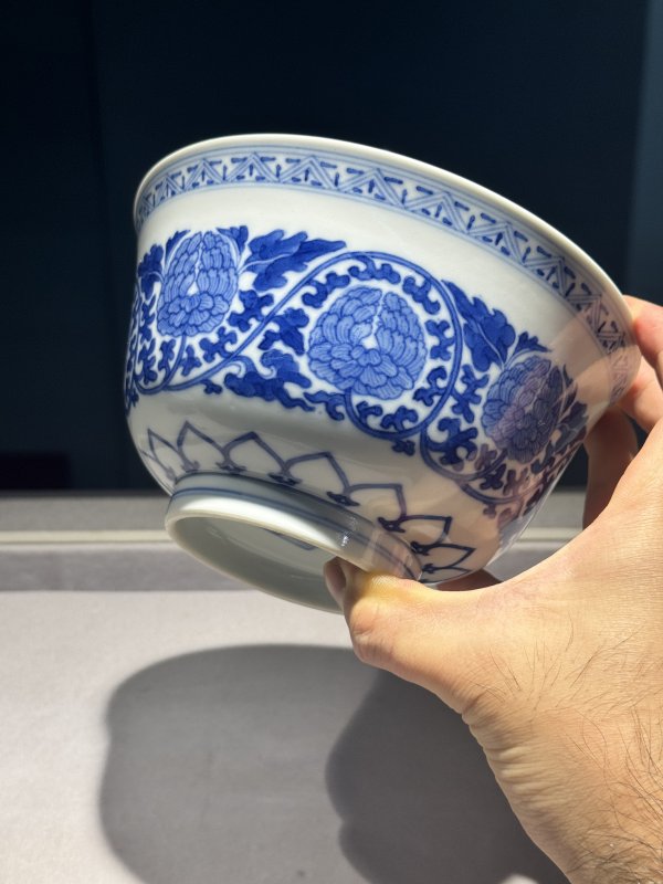 清道光 青花缠枝牡丹纹宫碗一对 - 图54