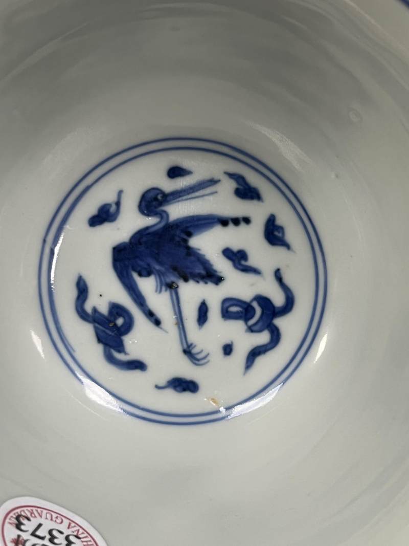 清康熙 青花云鹤纹碗 - 图3