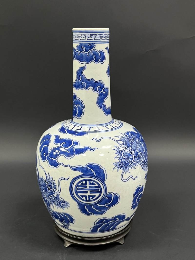 清中期 青花云龙纹纸槌瓶 - 图2