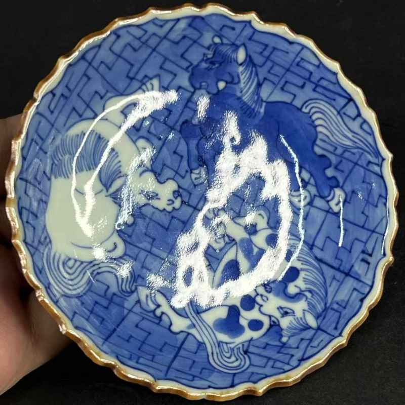 清道光 骏马图花口盘一对 - 图18