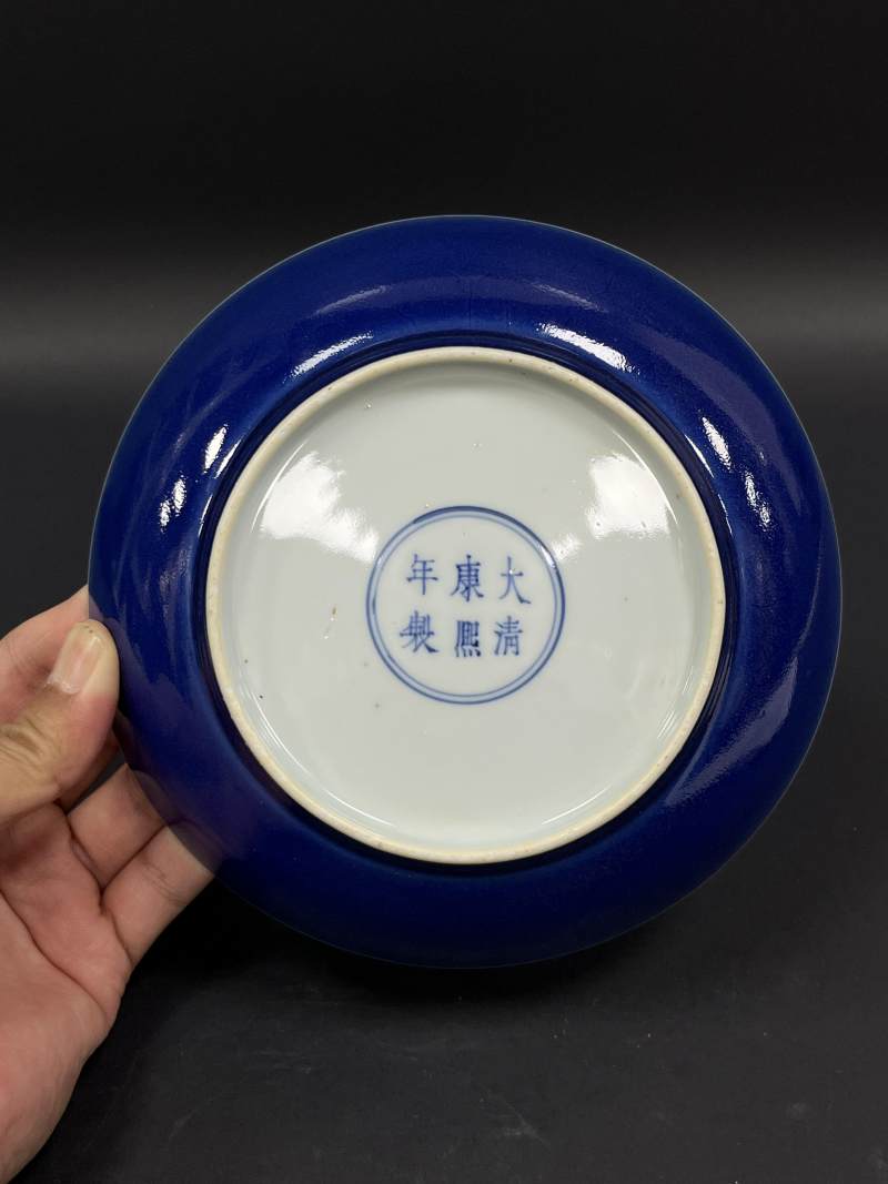 清康熙 蓝釉盘 - 图7