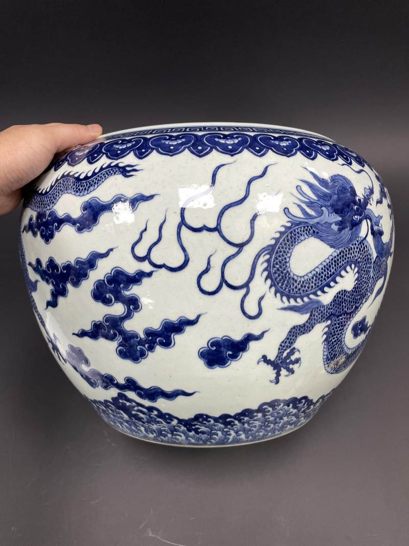 清晚期 青花云龙纹缸 - 图4