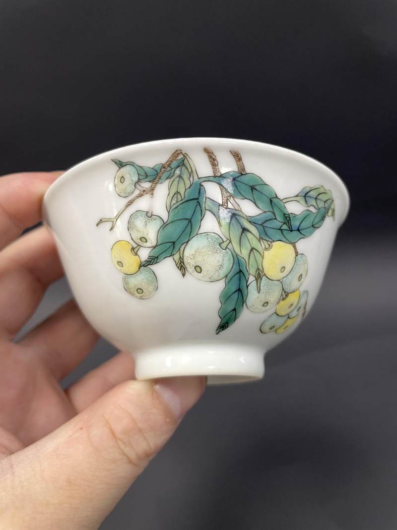 清晚期-民国 粉彩花鸟纹茶碗 - 图2