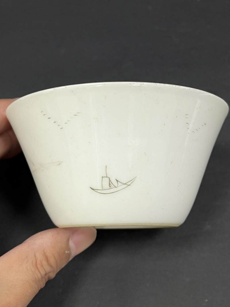 清乾隆 粉彩山水人物纹马蹄套杯十只 - 图10