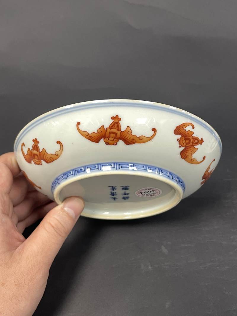 清光绪 矾红洪福齐天图盘一对 - 图9
