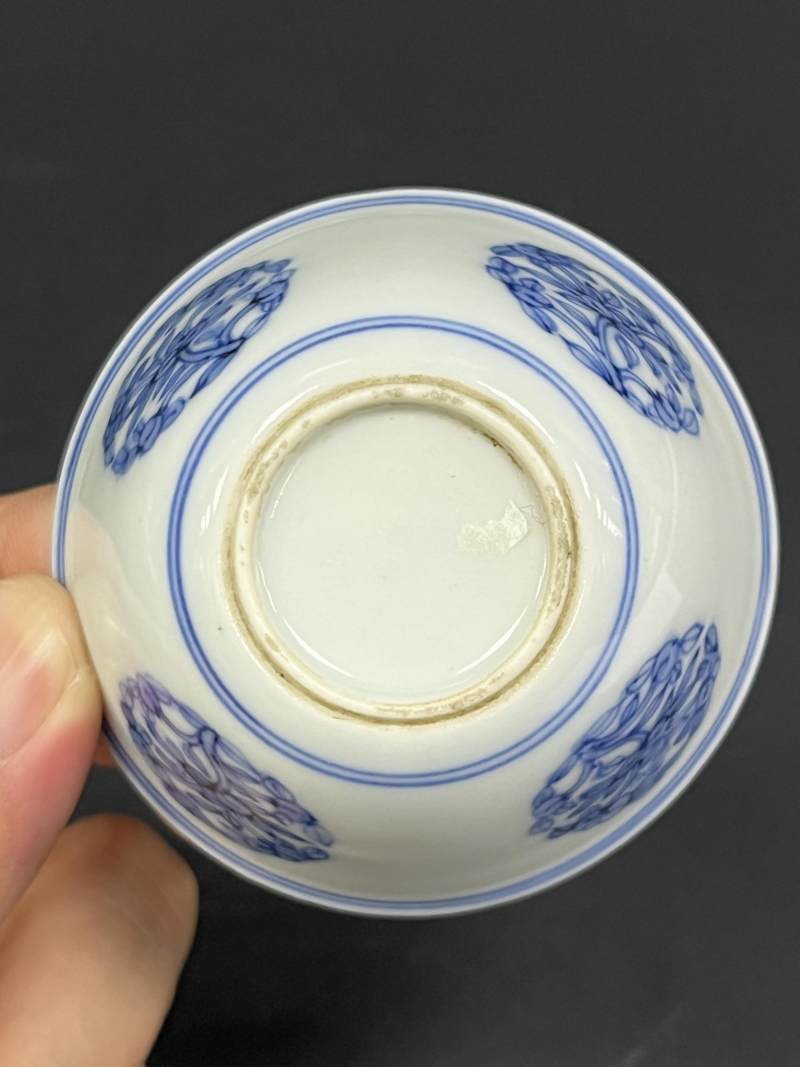 明末清初 青花团花纹杯三只 - 图13