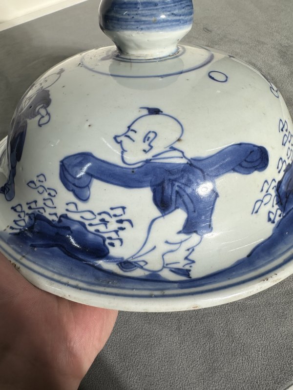 清康熙 青花婴戏图将军罐 - 图17