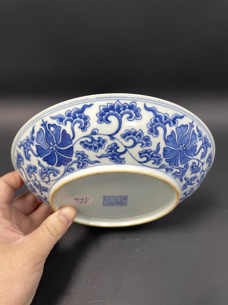 清道光 青花缠枝花卉纹盘 - 图6