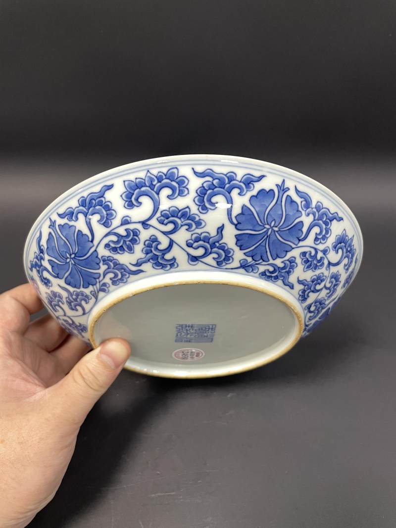 清道光 青花缠枝花卉纹盘 - 图7