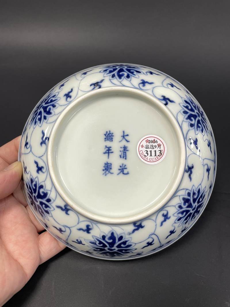 清光绪 青花缠枝莲纹盘 - 图8