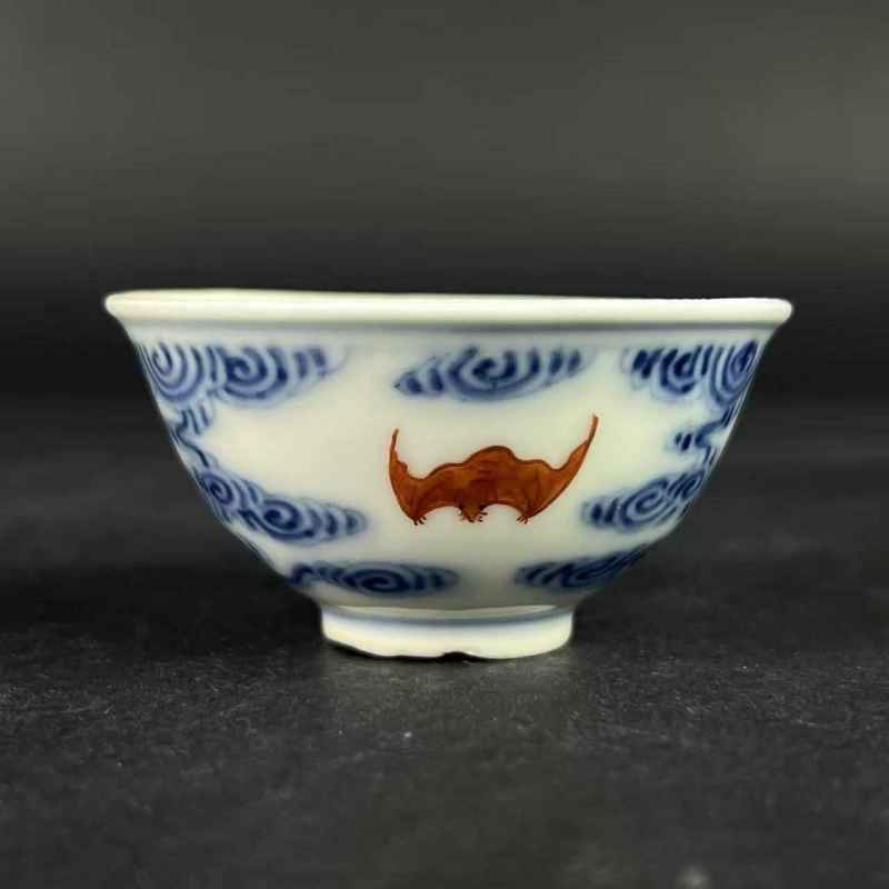 清光绪 青花矾红云福纹杯 - 图19