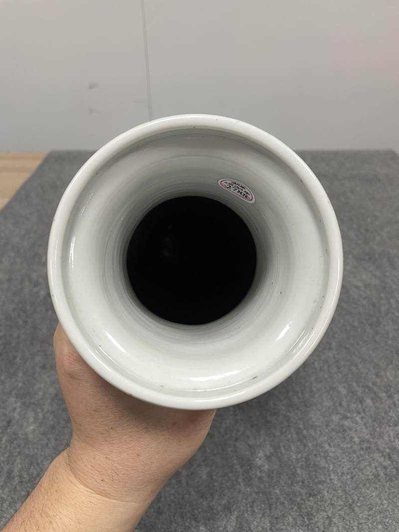 清康熙 洒蓝釉描金花卉开光云龙鱼藻诗文棒槌瓶 - 图7