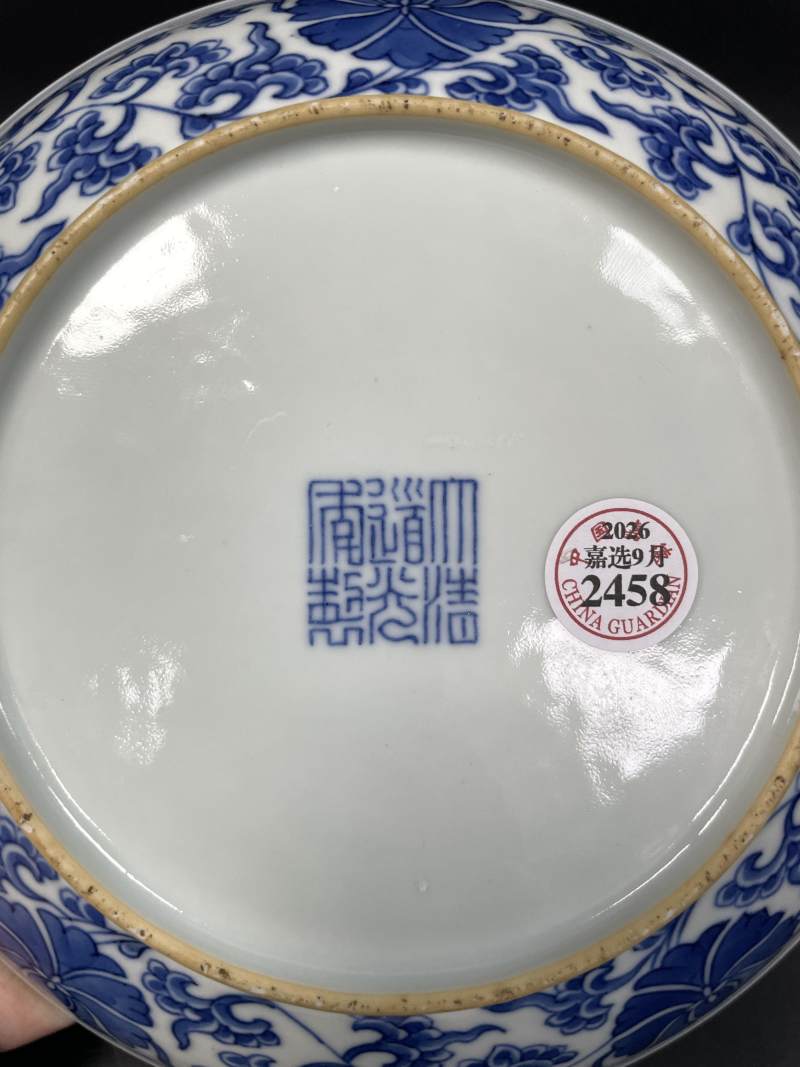 清道光 青花缠枝花卉纹盘 - 图9