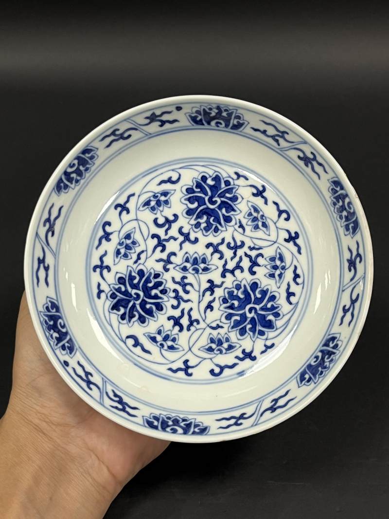 清光绪 青花缠枝莲纹盘 - 图2