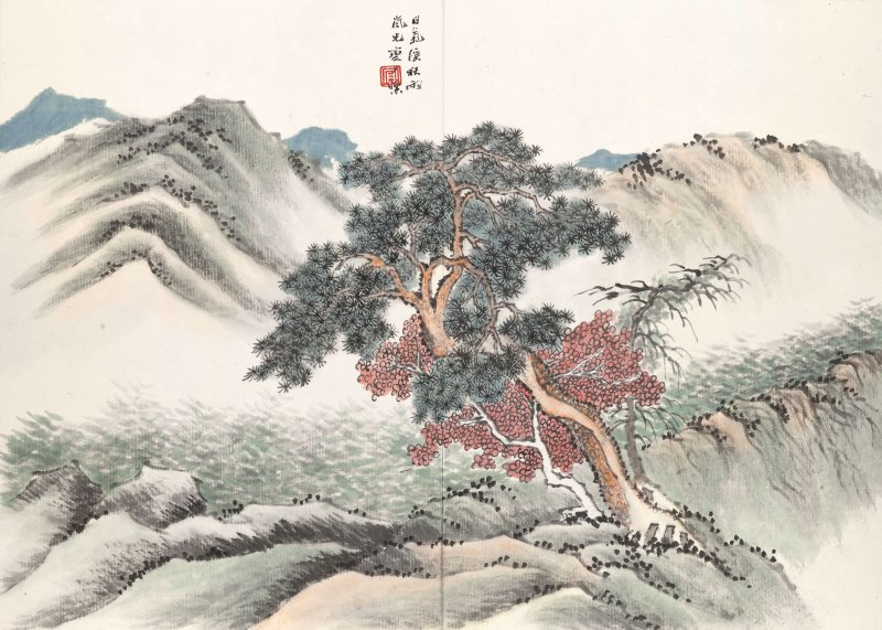 唐肯、馮飛 倣古山水　設色紙本　冊頁十八開　一九二八年、一九三一年作 | TANG KEN (1876-1950); FENG FEI (?-1968) - 图22