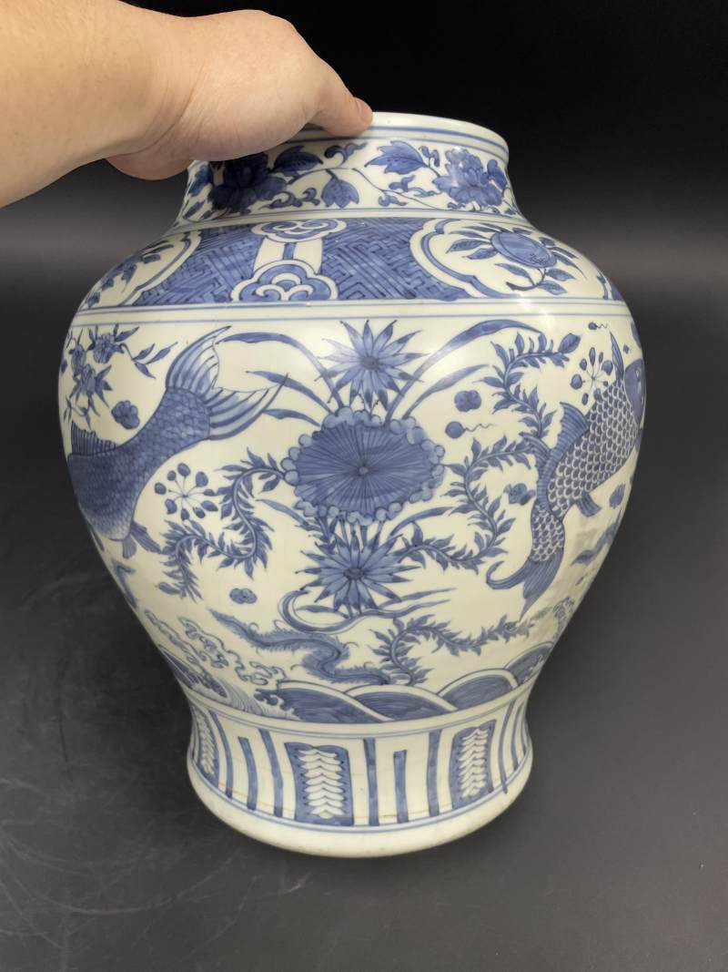 明晚期 青花“清白礼贵”鱼藻纹大罐 - 图3