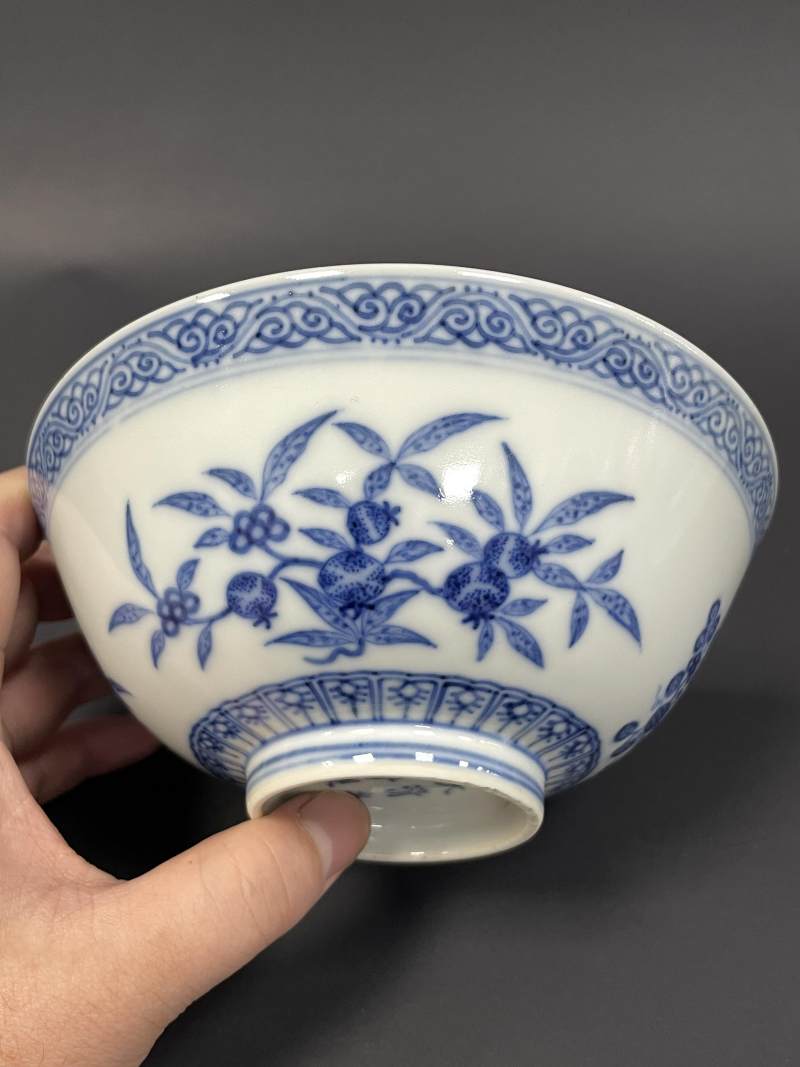清光绪 青花三多纹碗 - 图4