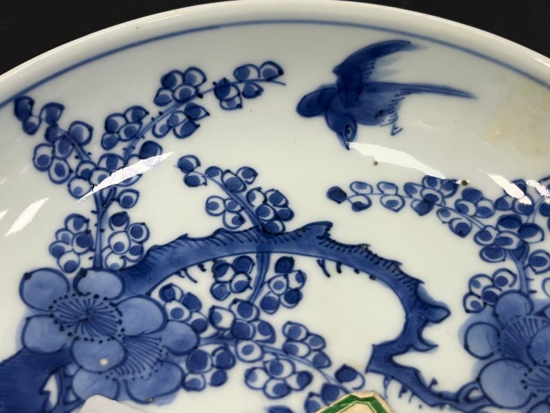 清康熙 青花花鸟纹盘 - 图6