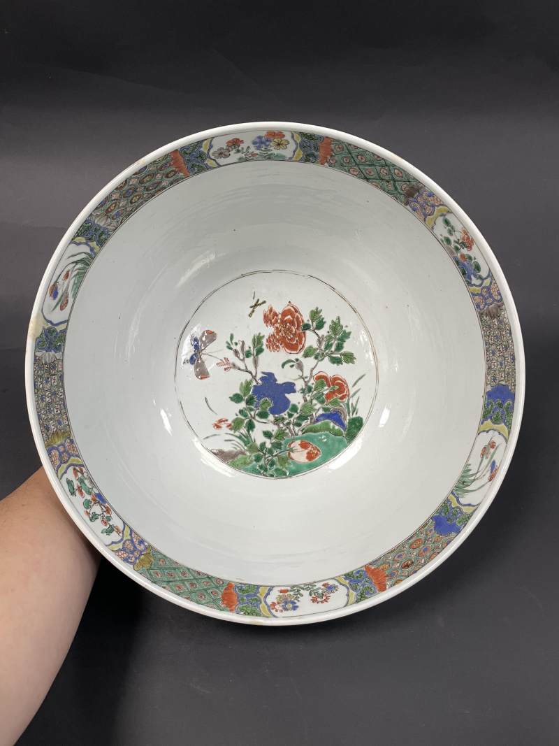 清康熙 五彩花鸟纹大碗 - 图8
