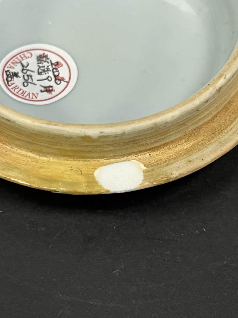 清晚期 天蓝釉胭脂红缠枝莲蝠纹围棋罐一对 - 图13