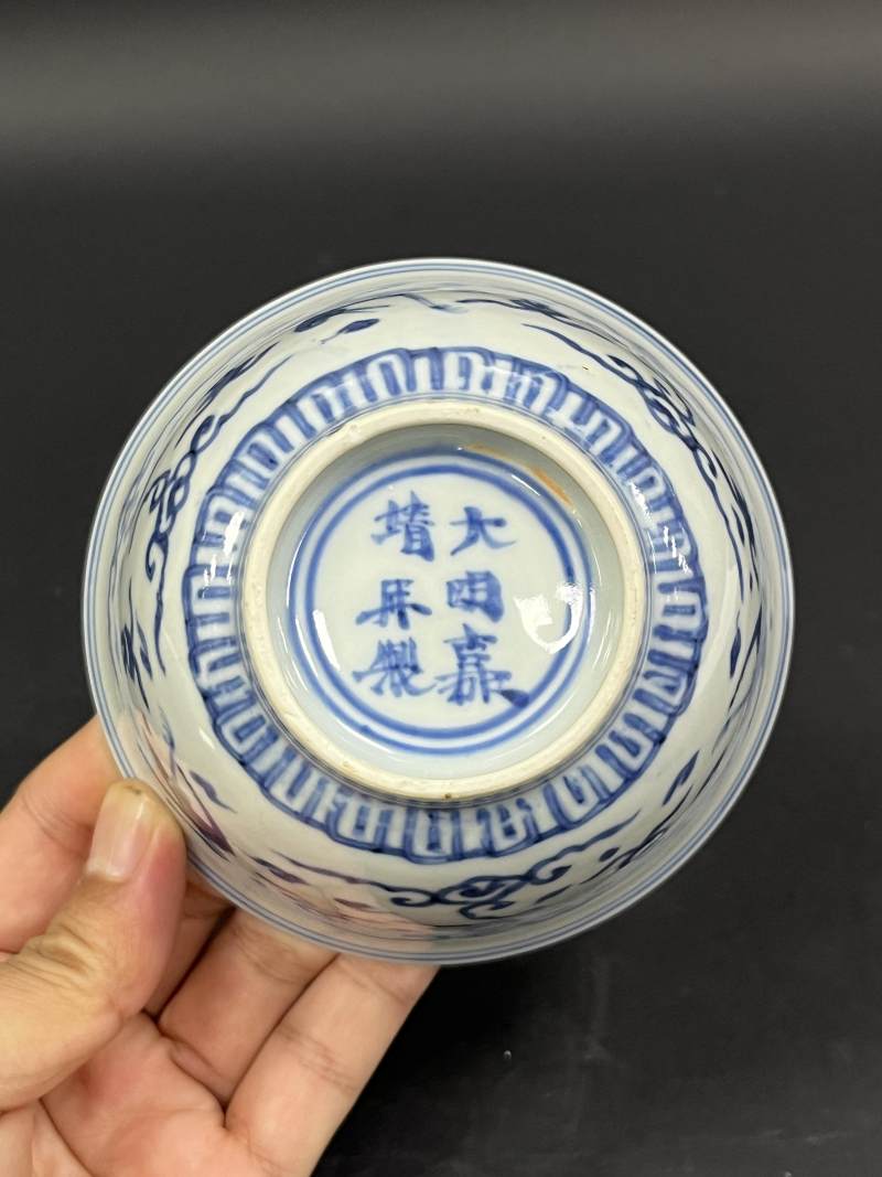 清康熙 青花云鹤纹碗 - 图8