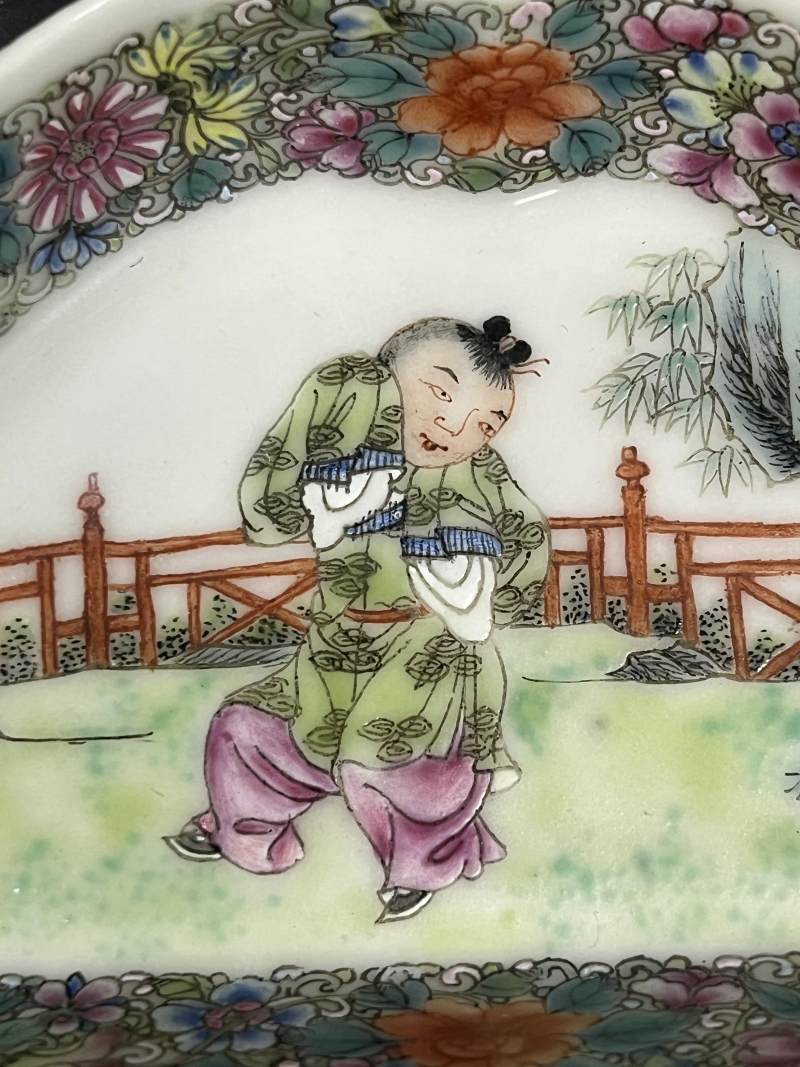 民国 粉彩婴戏图九子攒盘 - 图22
