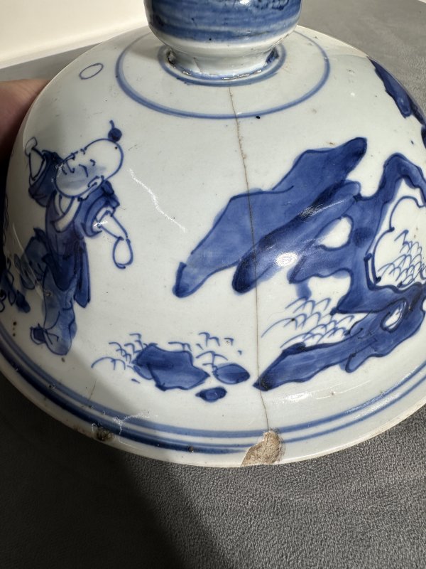 清康熙 青花婴戏图将军罐 - 图19
