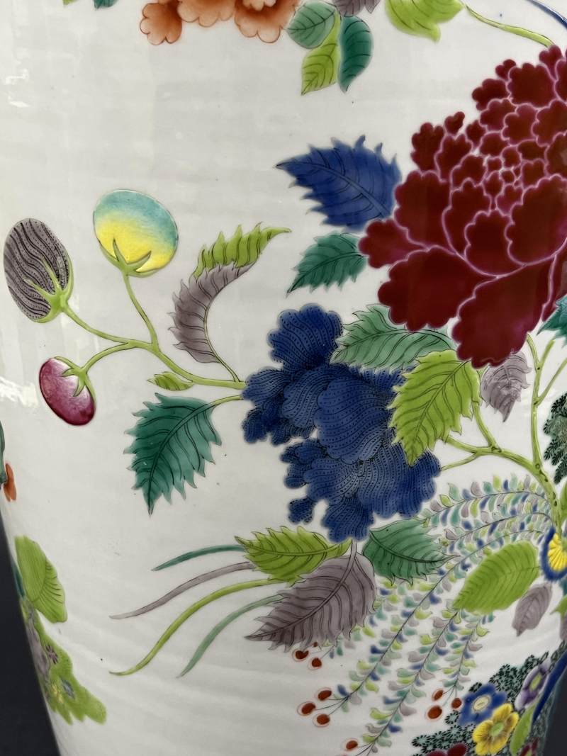 清晚期 粉彩花鸟纹大瓶 - 图13