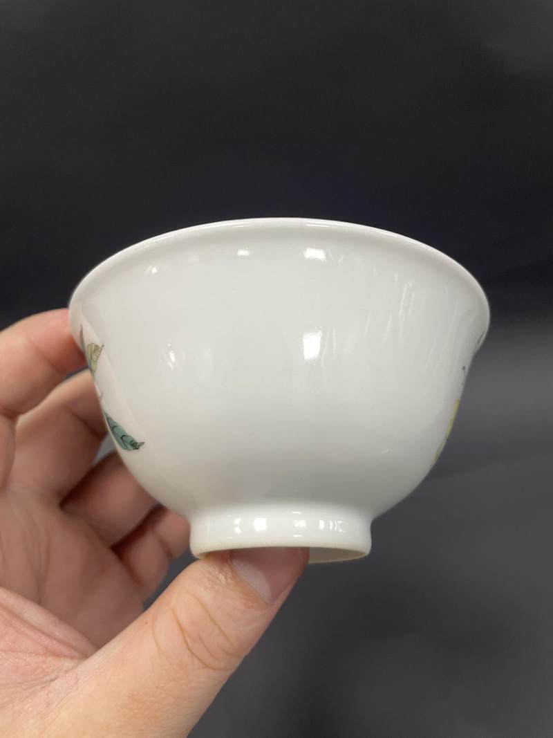 清晚期-民国 粉彩花鸟纹茶碗 - 图7