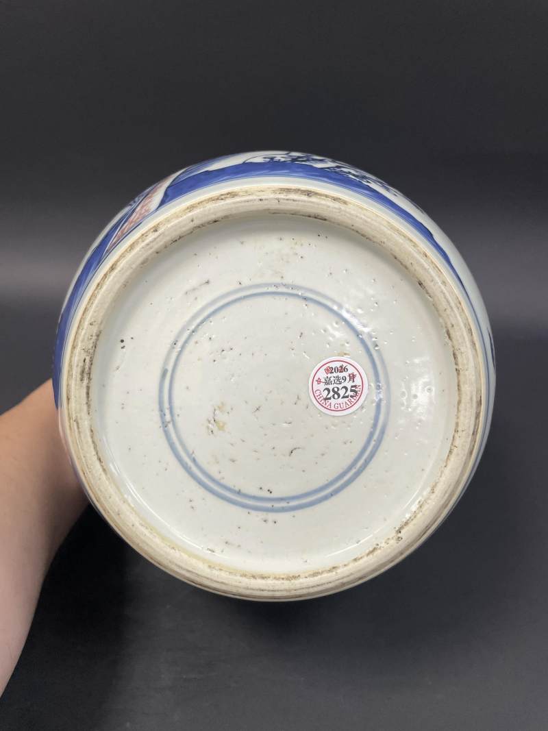 清雍正 青花釉里红岁寒三友图罐 - 图11