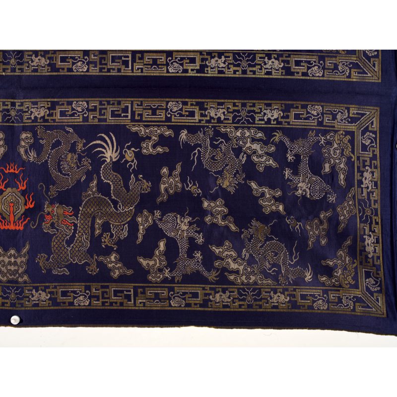 清 石青地龙纹织锦布料 - 图2
