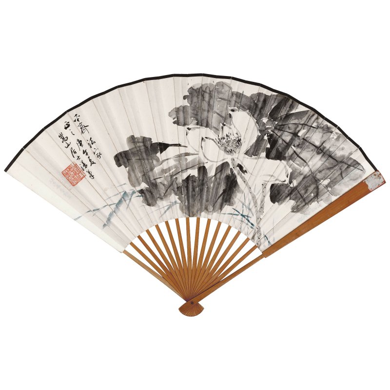 吳湖帆　清荷　水墨紙本　成扇　一九三〇年作 | WU HUFAN (1894-1968); FENG CHAORAN (1882-1954) - 图5