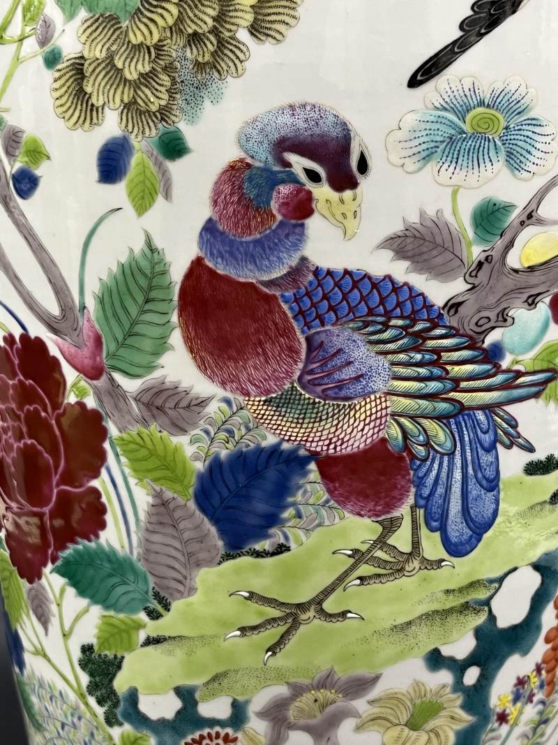清晚期 粉彩花鸟纹大瓶 - 图14