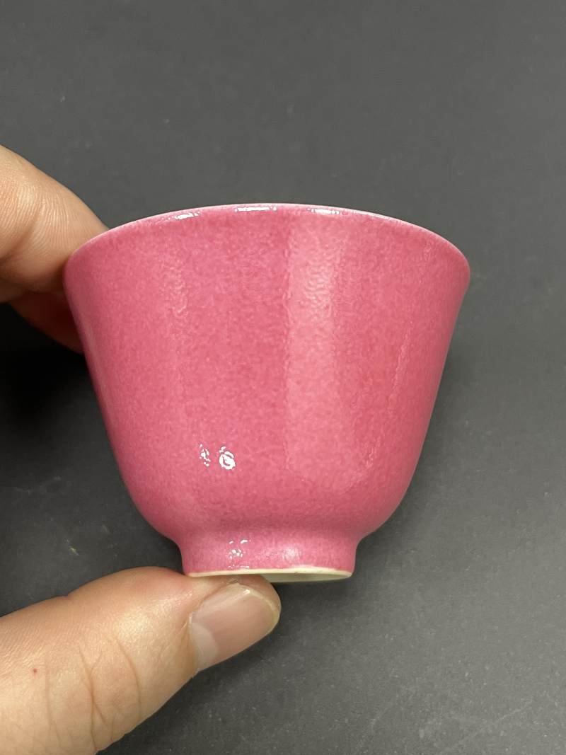 民国 胭脂红釉杯 - 图4