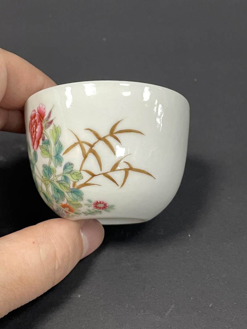 民国 仿珐琅彩牡丹纹杯 - 图5
