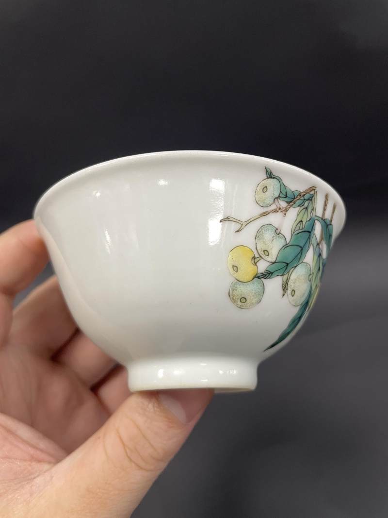 清晚期-民国 粉彩花鸟纹茶碗 - 图8