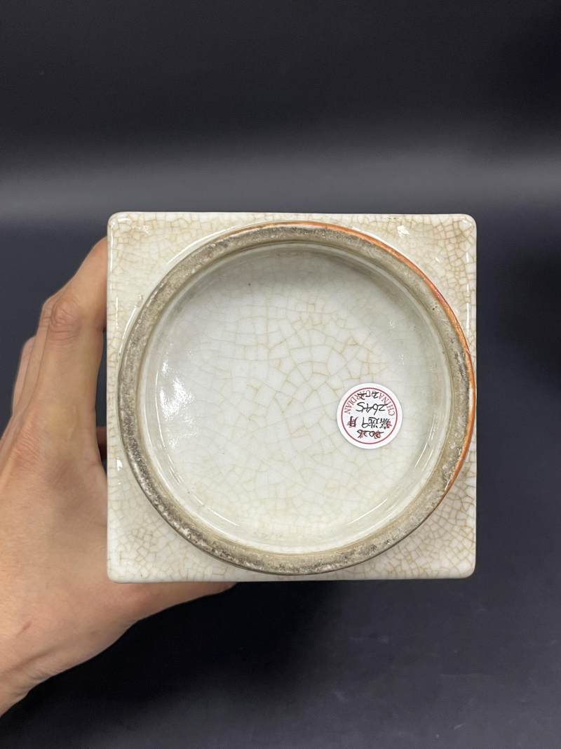 清中期 窑变釉铺首尊、仿哥釉琮式瓶各一件 - 图9