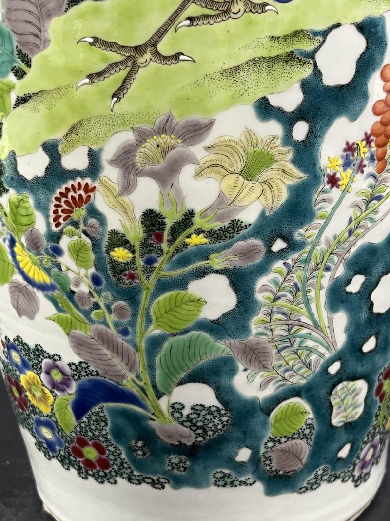 清晚期 粉彩花鸟纹大瓶 - 图15