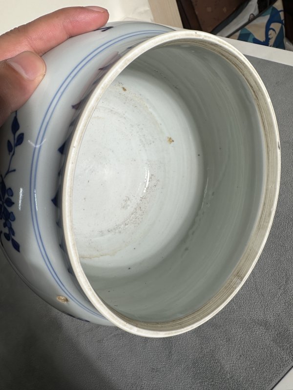 明崇祯 青花花卉粥罐 - 图12