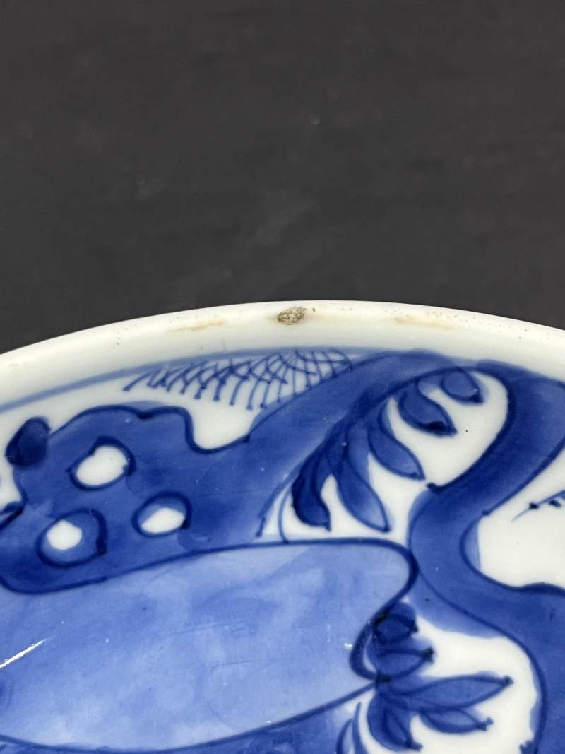 清康熙 青花花鸟纹盘 - 图9