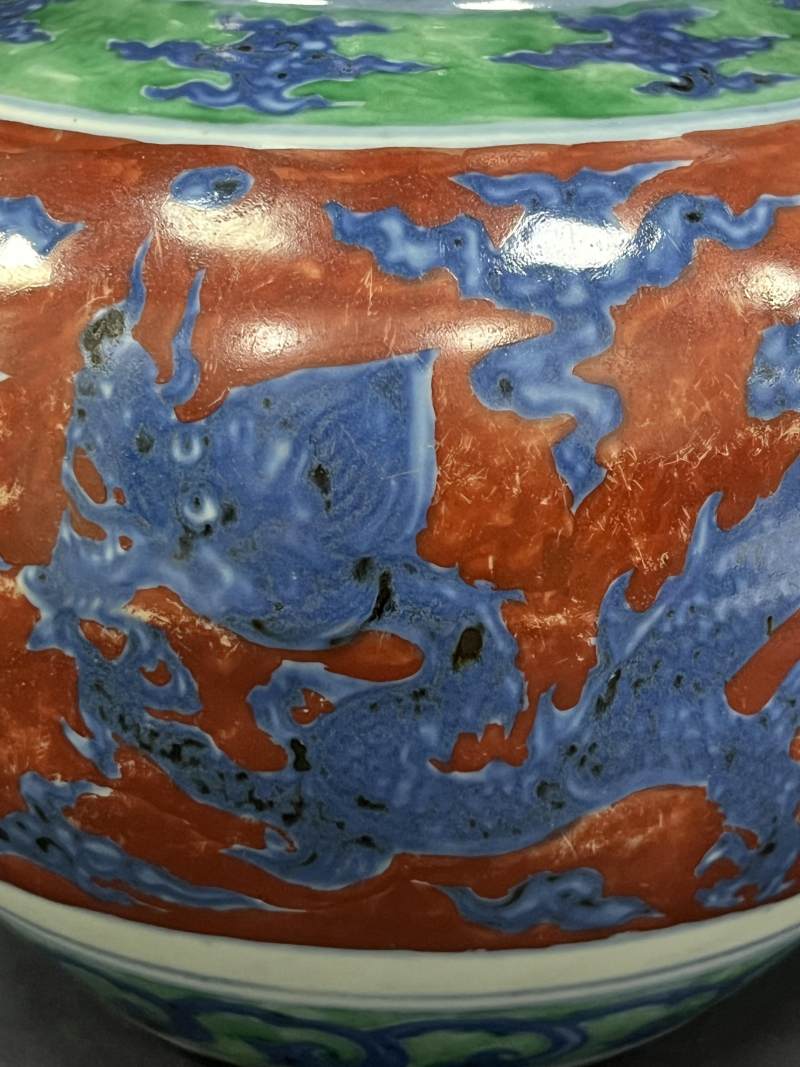 明晚期 红绿地青花龙凤纹葫芦瓶 - 图11