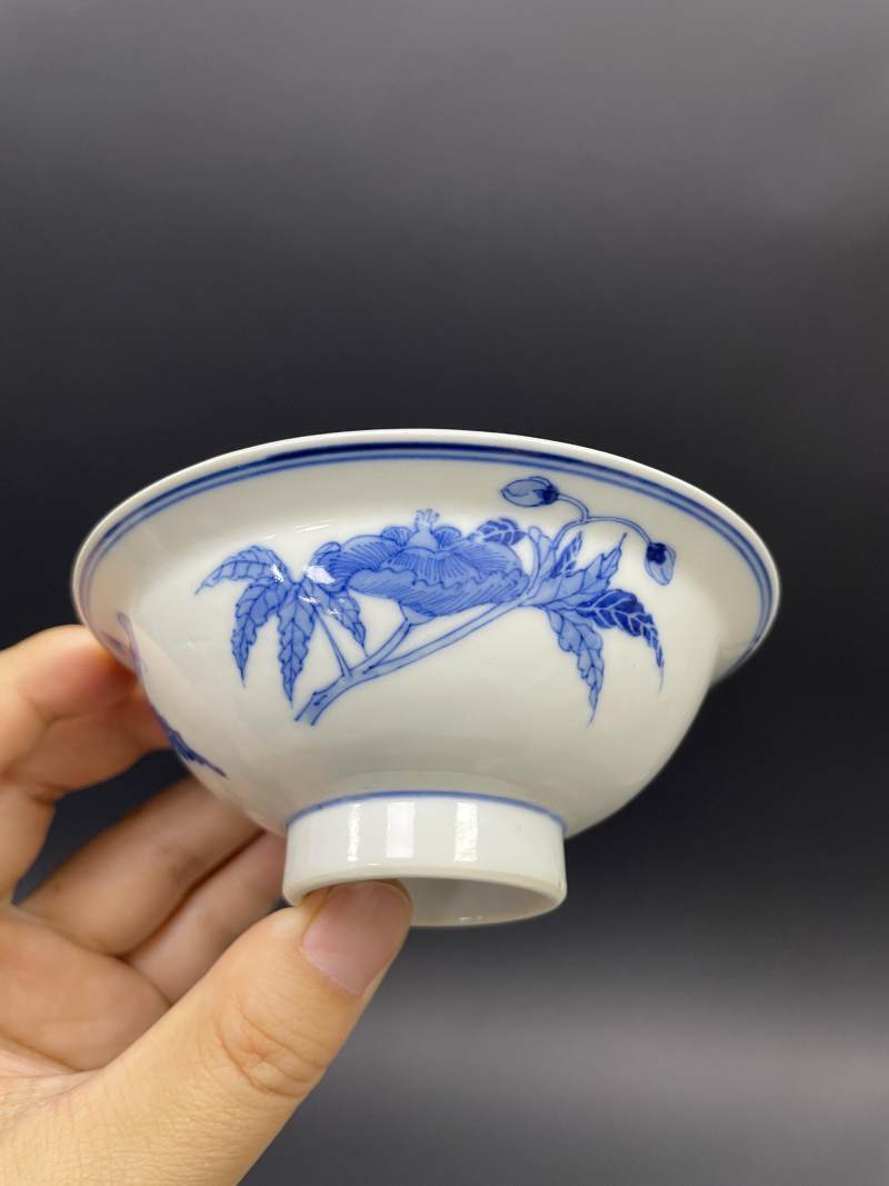 清晚期 青花折枝花卉纹碗盘八只 - 图27