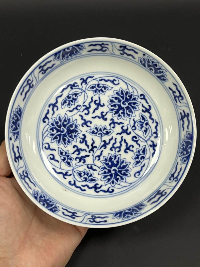 清光绪 青花缠枝莲纹盘 - 图2