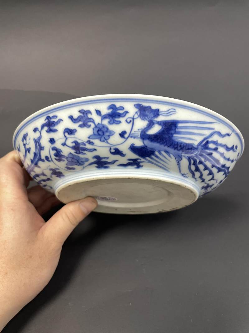 清雍正 青花穿花凤纹盘 - 图6