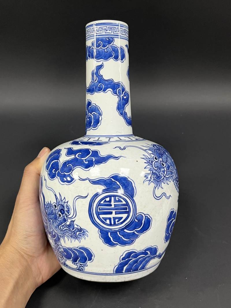 清中期 青花云龙纹纸槌瓶 - 图3
