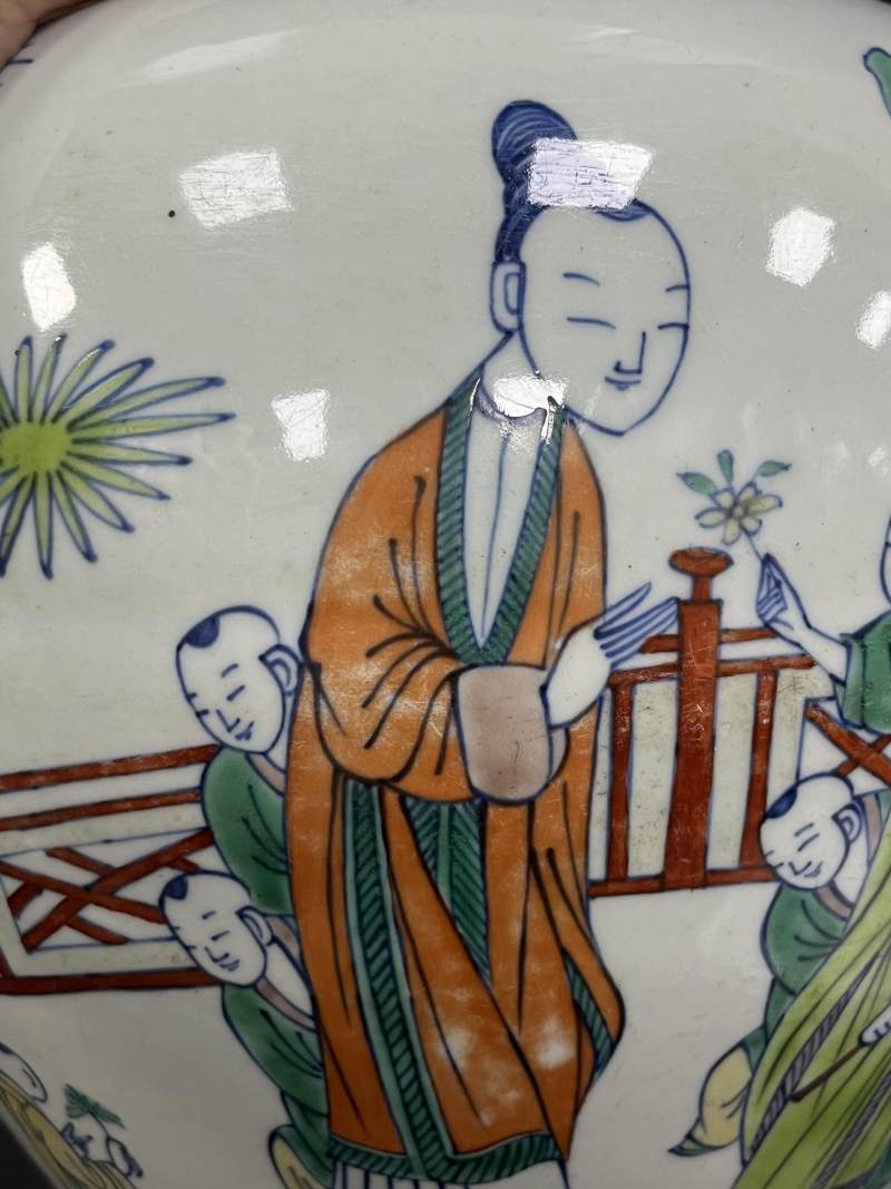 清康熙 斗彩四妃十六子图将军罐 - 图12