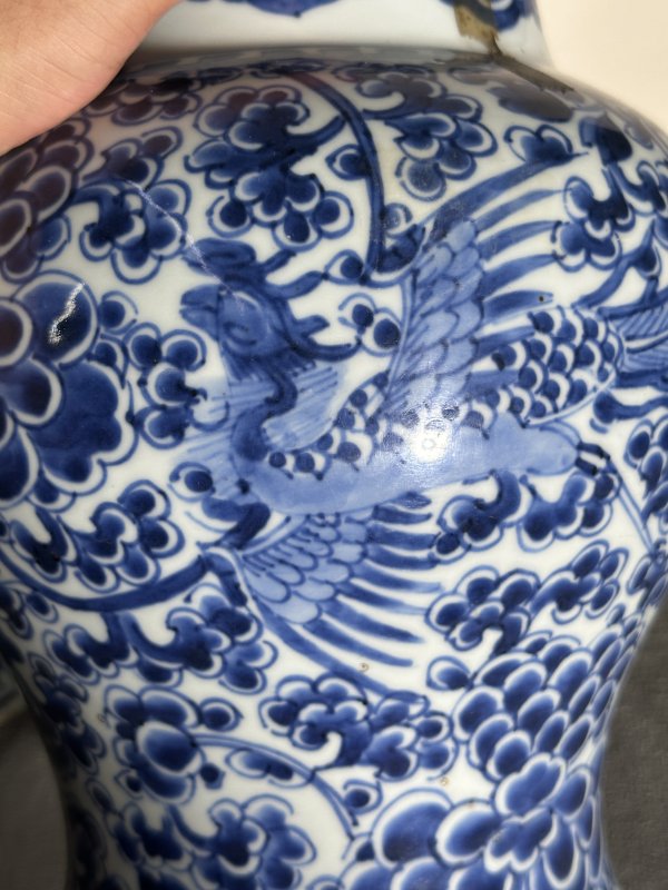 清康熙 凤穿牡丹将军罐 - 图6